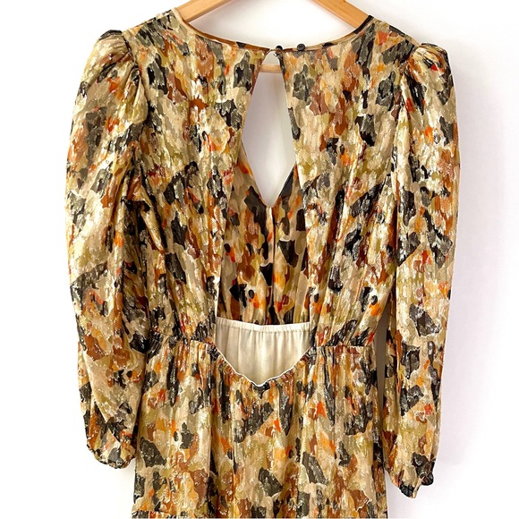 BA&SH || Gullian Metallic Gold Bronze Maxi Dress Open Back Size US 2 XS - Picture 11 of 12